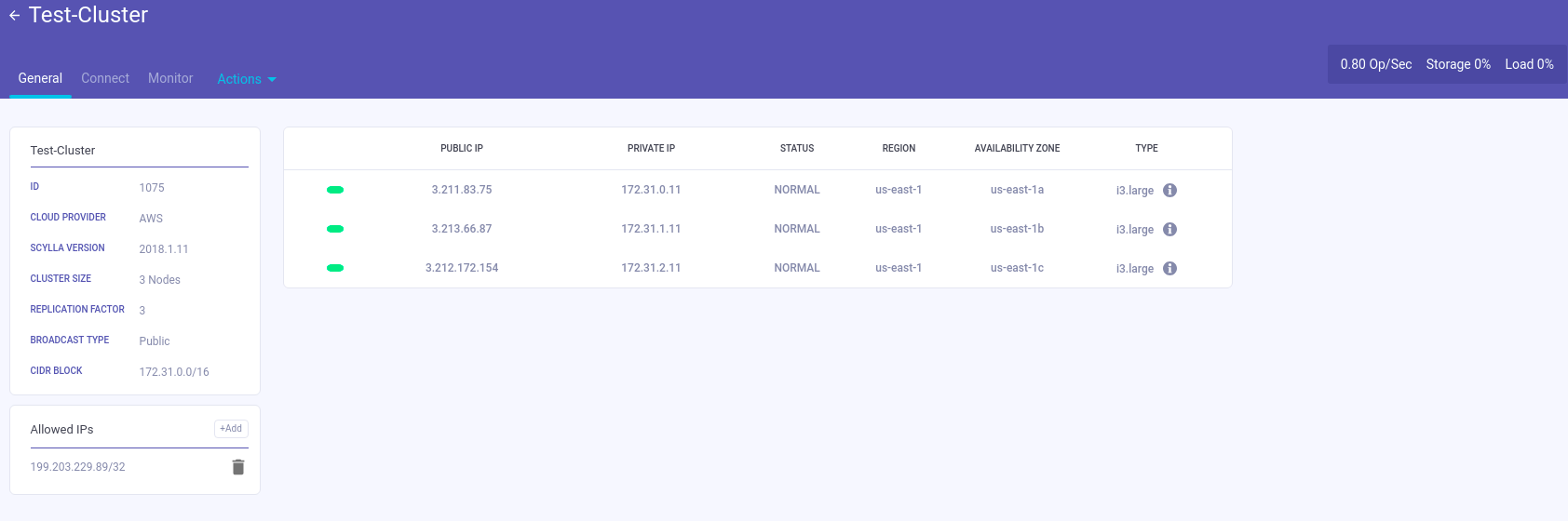 ScyllaDB Cloud: Summary of Instances