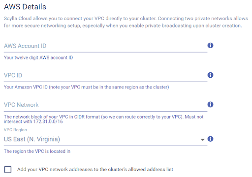 AWS Details for VPC peering